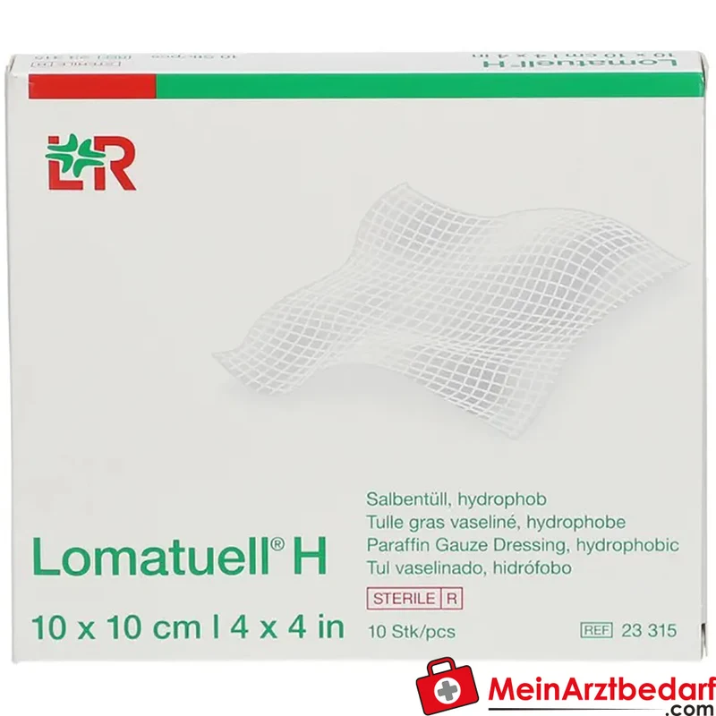 Lomatuell Wundauflage steril Baumwolltüll mit weißer Vaseline 10 x 10 cm 10 Stück