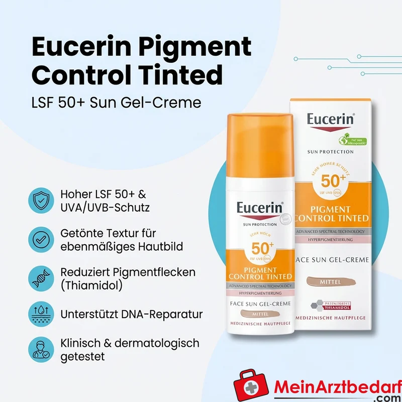 Eucerin Pigment Control Tinted Face Gel-Creme mit Thiamidol LSF 50+ 50 ml