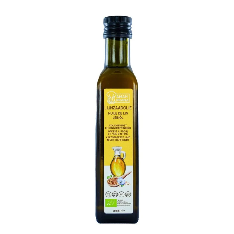 Aman Prana Lijnzaad Olie Biologisch, Koudgeperst & Ongeraffineerd 250 ml