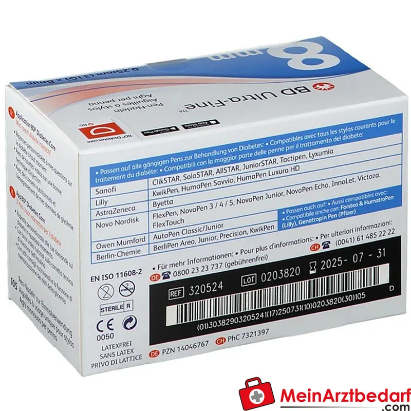 BD Micro-Fine Ultra Pen-Nadeln 8 mm 31G 105 Stück