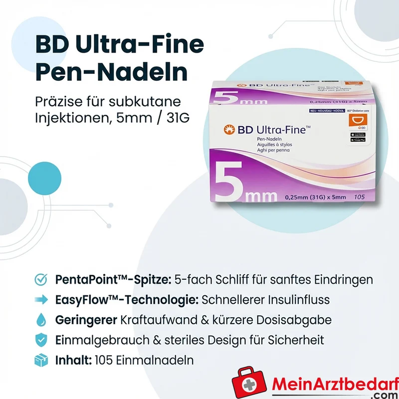 BD Ultra‑Fine Pen-Nadeln 31G 5 mm Einmalgebrauch 105 Stück