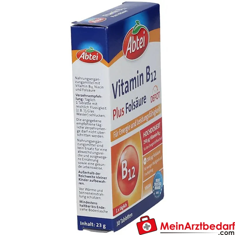 Abtei Vitamin B12 Plus Folsäure Depot-Tabletten 30 Stück