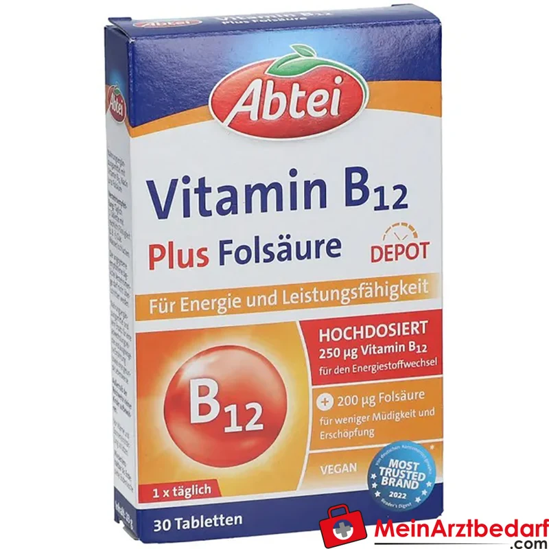 Abtei Vitamin B12 Plus Folsäure Depot-Tabletten 30 Stück