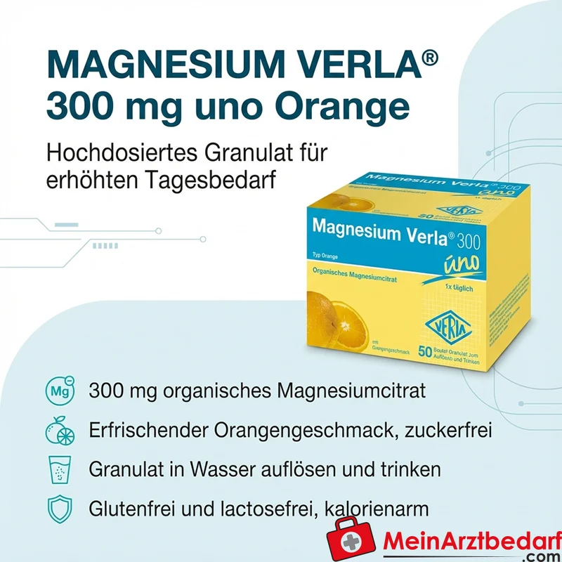 Magnesium Verla 300 mg Trinkgranulat Orange, 50 Beutel
