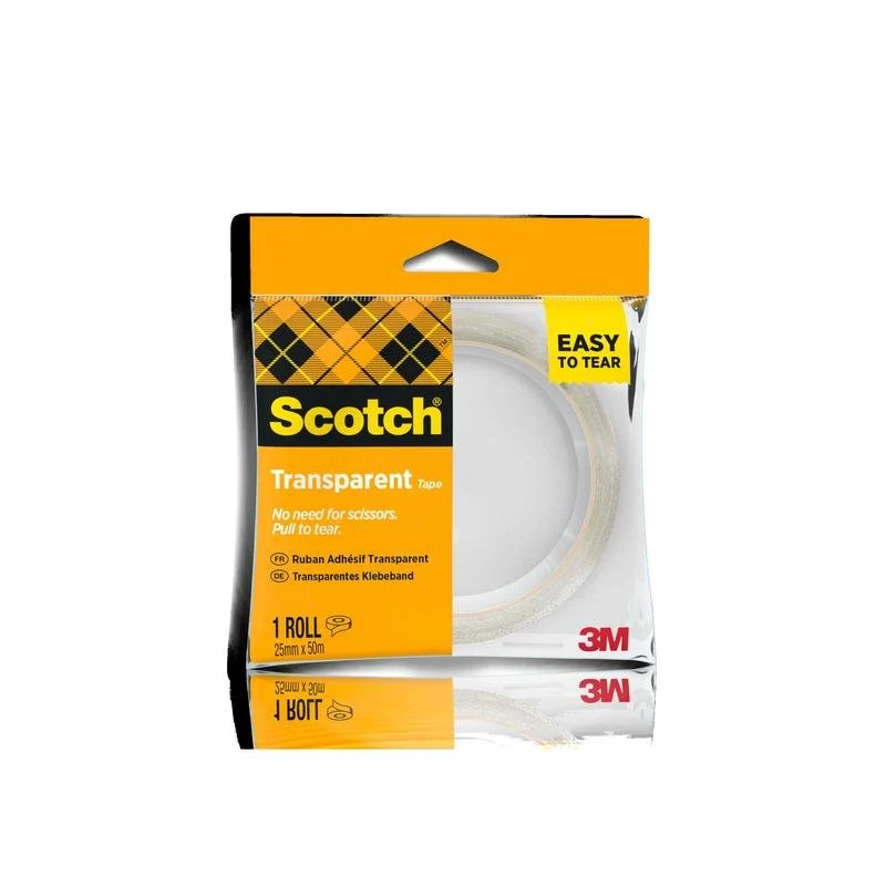 Scotch® Transparentes Klebeband 508, leicht abreißbar, 25 mm x 50 m, 1 Rolle/Packung | Packung (1 Rolle)