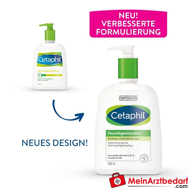 CETAPHIL Feuchtigkeitslotion 48h Lotion 460 ml parfümfrei für trockene, empfindliche Haut