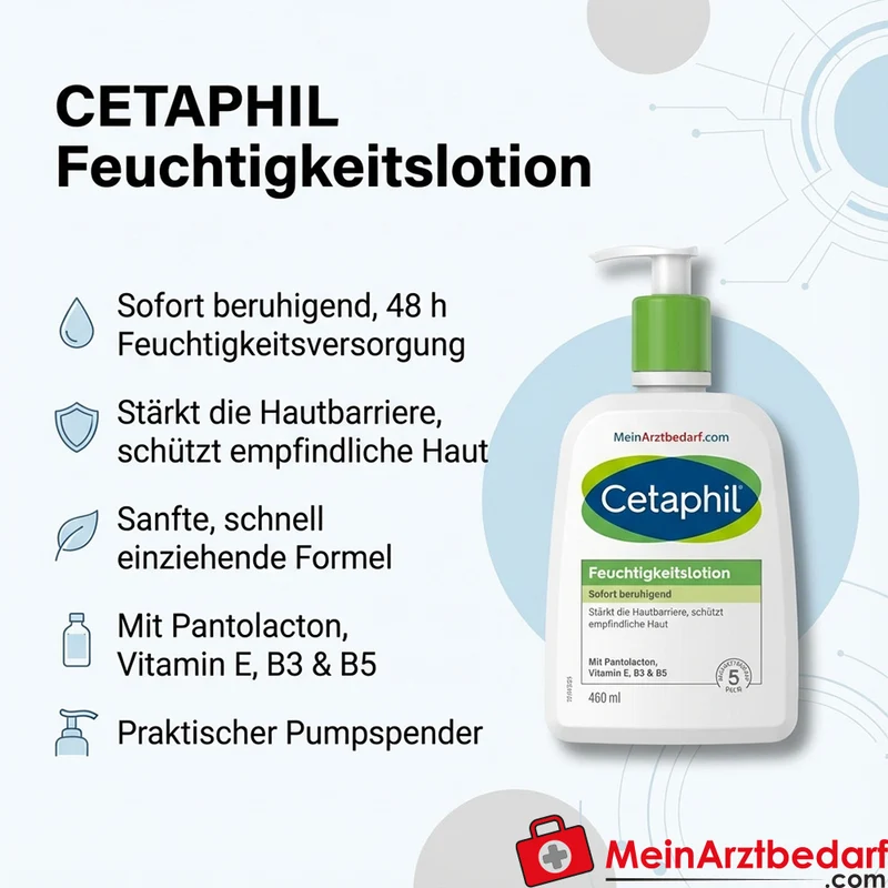 CETAPHIL Feuchtigkeitslotion 48h Lotion 460 ml parfümfrei für trockene, empfindliche Haut