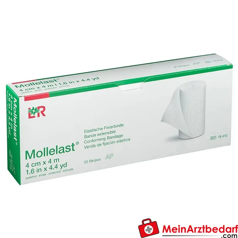 Mollelast Fixierbinde 4 cm x 4 m, elastisch, weiß, 20 Stück