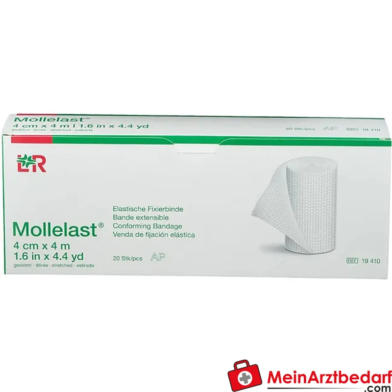 Mollelast Fixierbinde 4 cm x 4 m, elastisch, weiß, 20 Stück