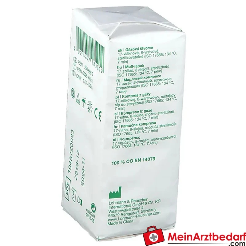 Gazin Mullkompresse 5 x 5 cm 8-lagig unsteril 100 Stück