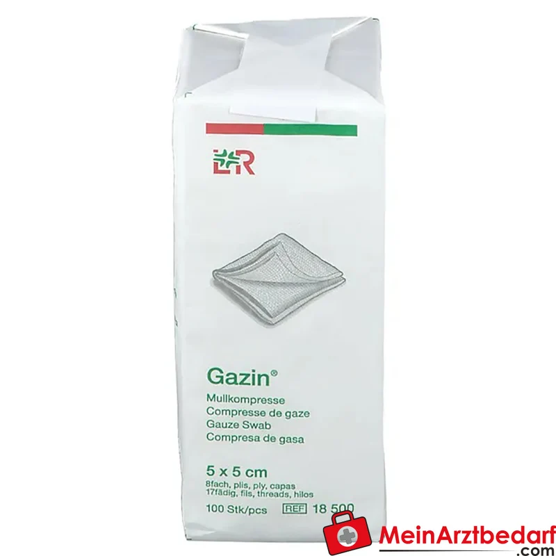 Gazin Mullkompresse 5 x 5 cm 8-lagig unsteril 100 Stück