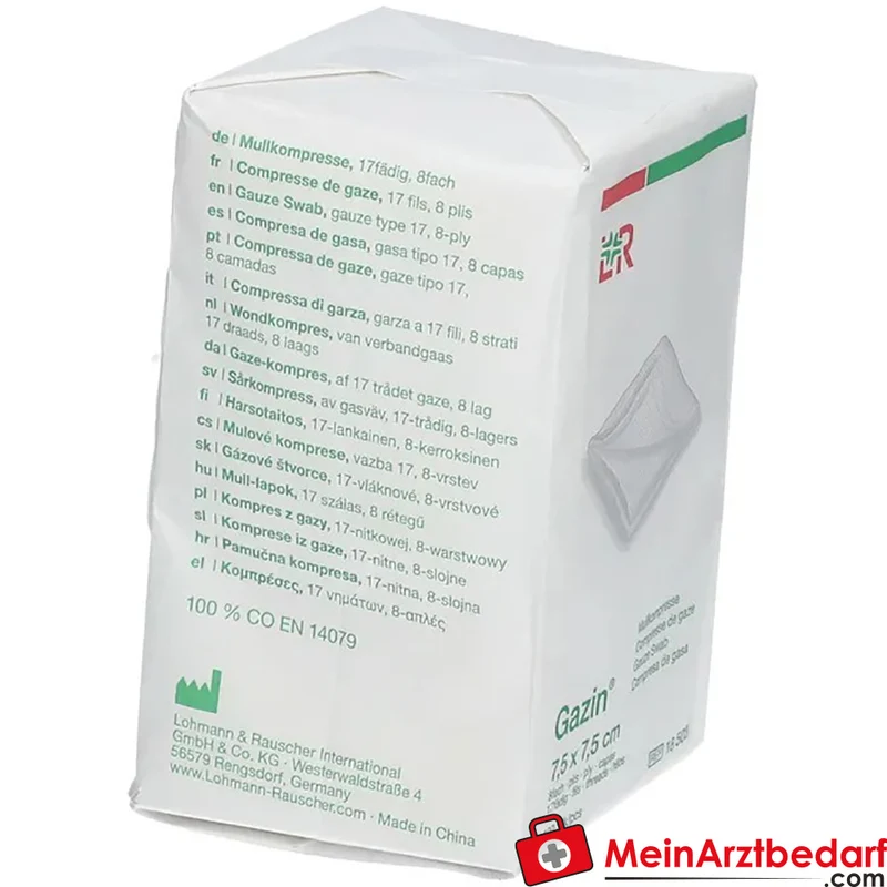 Gazin Mullkompresse 7,5 x 7,5 cm unsteril 8-lagig 100 Stück