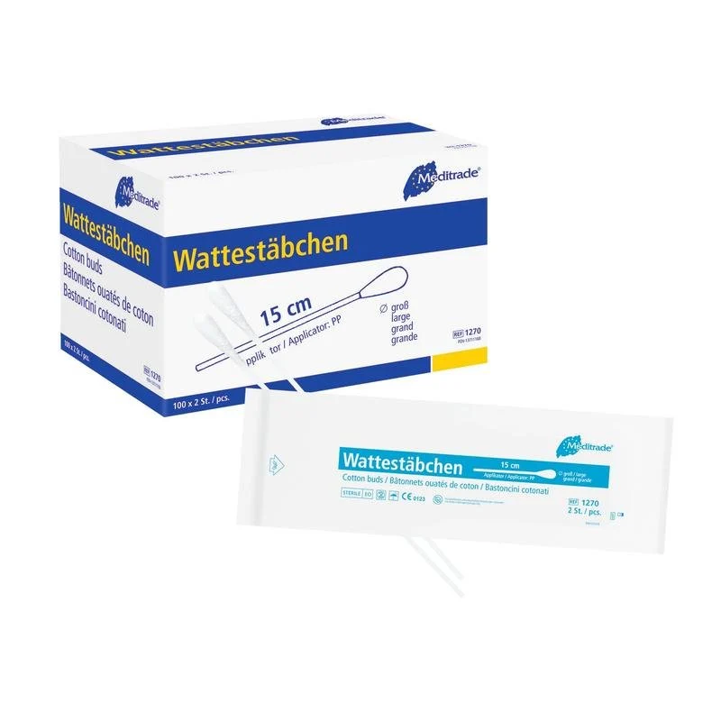 Wattestäbchen, steril verpackt, Länge: 15 cm