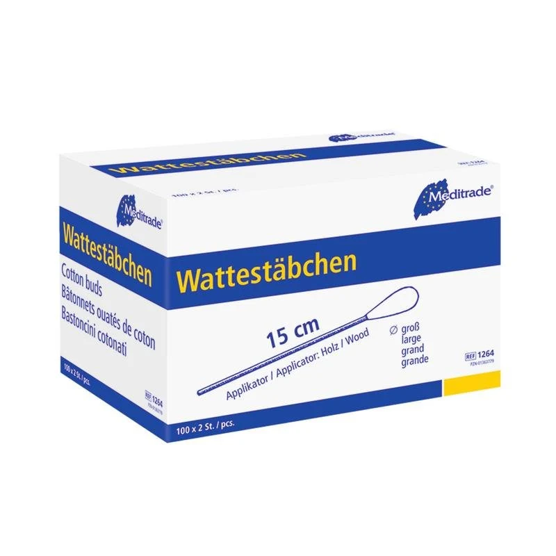 Wattestäbchen, steril verpackt, Länge: 15 cm
