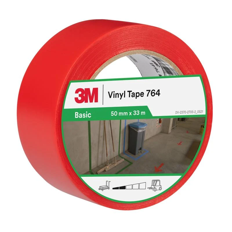 3M™ Allzweck-PVC-Klebeband 764, Rot, 50 mm x 33 m, 0.13 mm, Einzeln verpackt | Packung (1 Rolle)