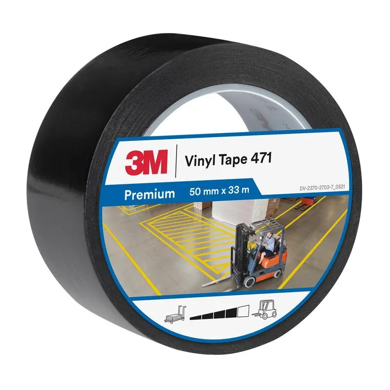 3M™ Weich-PVC-Klebeband 471, Schwarz, 50 mm x 33 m, 0.14 mm, einzelverpackt | Packung (1 Rolle)
