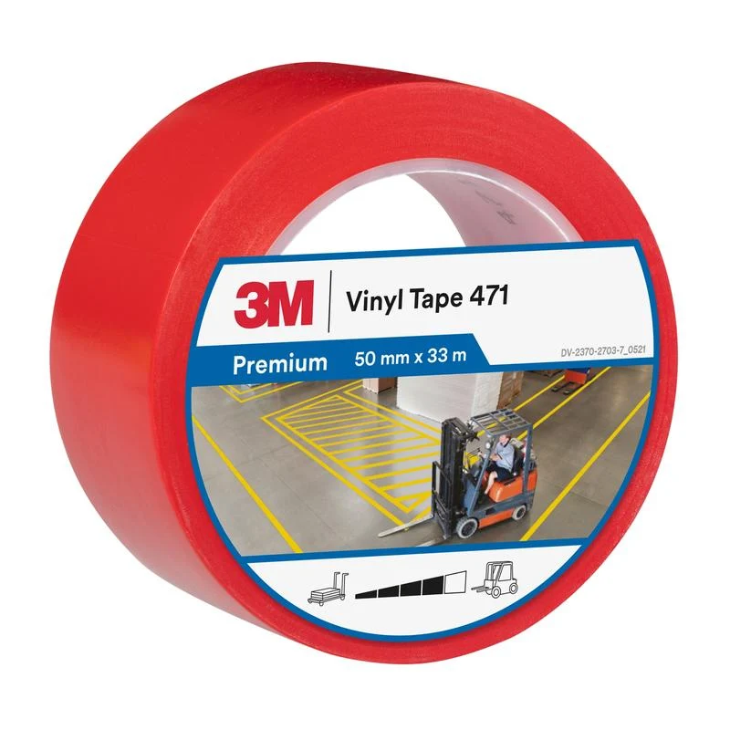 3M™ Weich-PVC-Klebeband 471, Rot, 50 mm x 33 m, 0.14 mm, Einzelverpackt | Packung (1 Rolle)