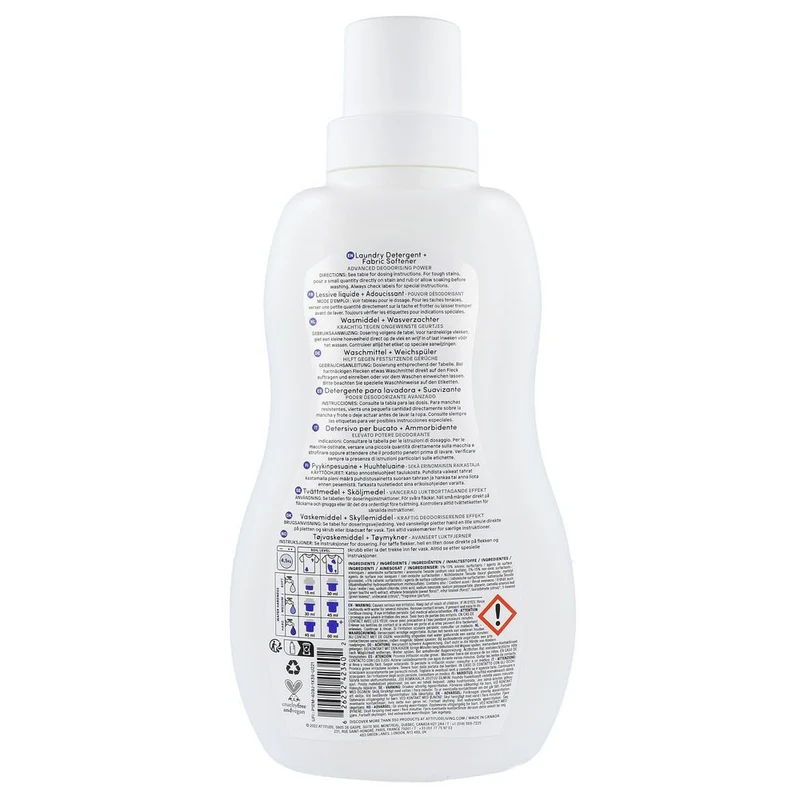 Attitude Nature+ 2 in 1 Wasmiddel en Wasverzachter Mountain Essential 1040 ml