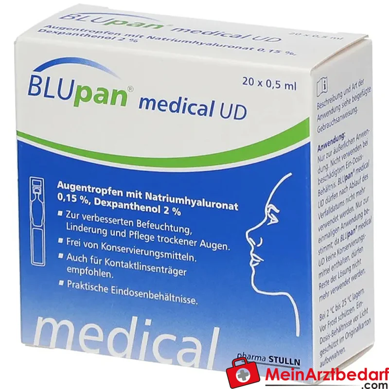 BLUpan medical UD Augentropfen 0,15% Natriumhyaluronat und 2% Dexpanthenol 20 x 0,5 ml