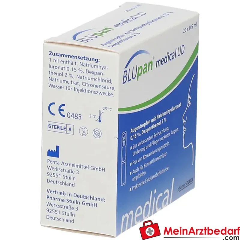 BLUpan medical UD Augentropfen 0,15% Natriumhyaluronat und 2% Dexpanthenol 20 x 0,5 ml