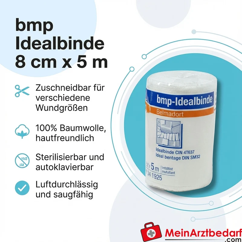 bmp Idealbinde 8 cm x 5 m Baumwolle sterilisierbar Verbandbinde 1 Stück