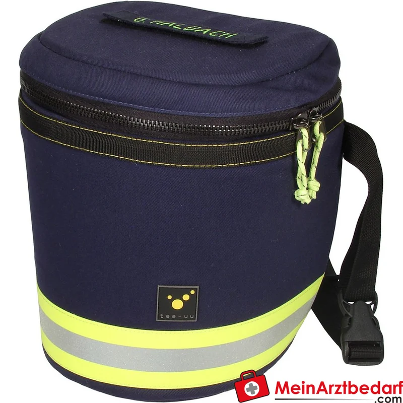TEE-UU RESPI XL Atemschutzmasken-Behälter gepolstert blau mit Brillenetui und Signal-Reflexstreifen