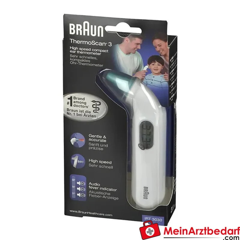 Braun ThermoScan 3 Ohr-Kompaktthermometer digital akustische Fieberanzeige 1 Stück