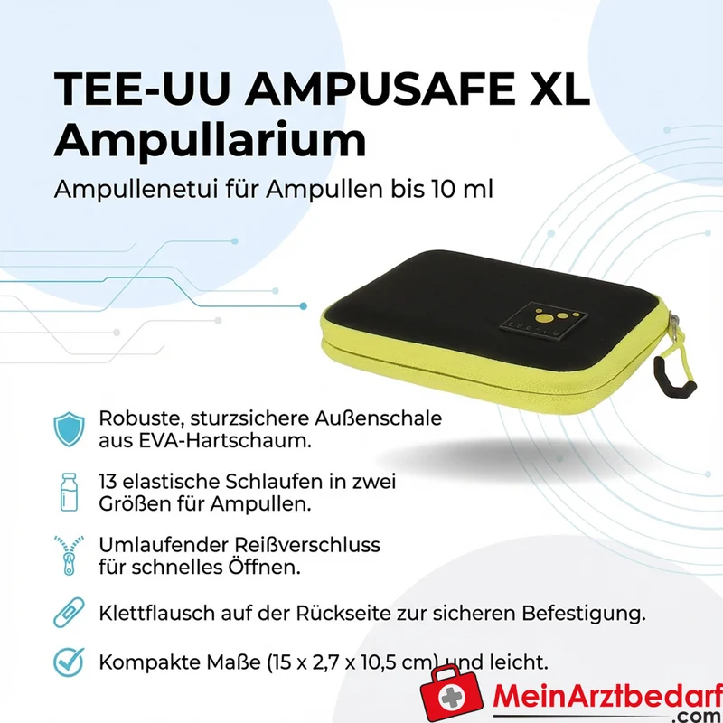 TEE-UU AMPUSAFE XL Ampullarium schwarz EVA, 13 Elastikschlaufen für Ampullen bis 10 ml