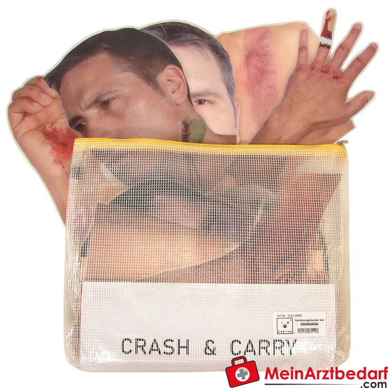 TEE-UU Verletzungsmuster-Set 36 einlaminierte Folien bis DIN A4 mit Klettflächen für CRASH und CARRY Übungspuppe
