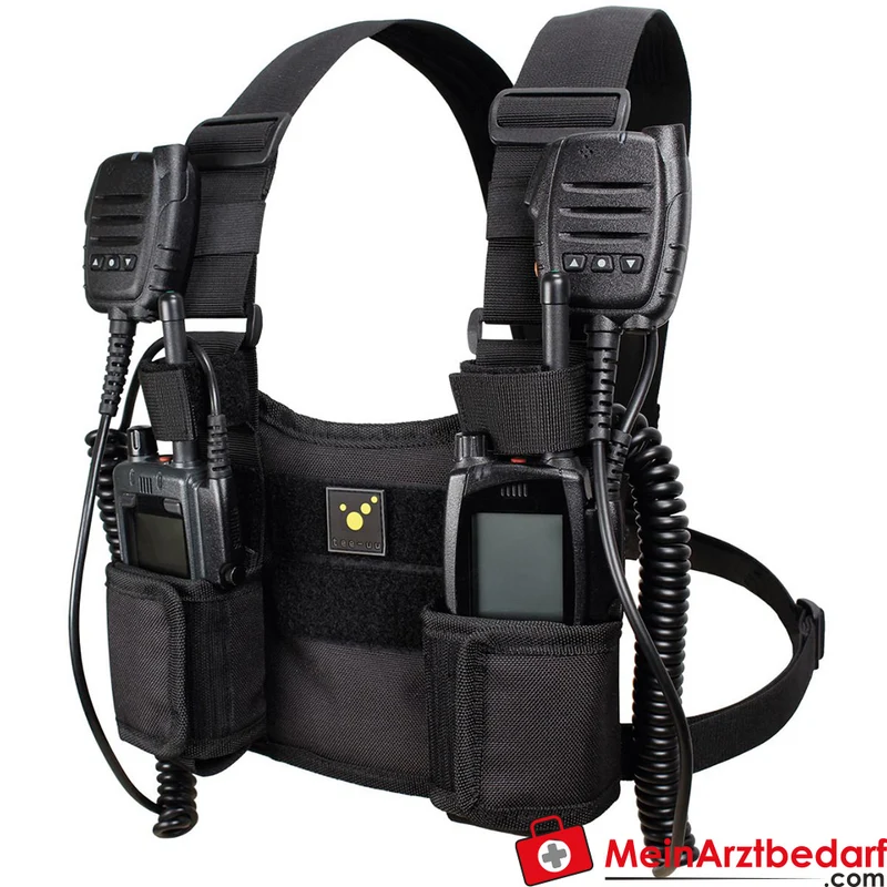 TEE-UU Chest Twin Funkgeräte-Harnisch 2-fach verstellbar 1200D Polyester schwarz 23 x 18 x 4 cm