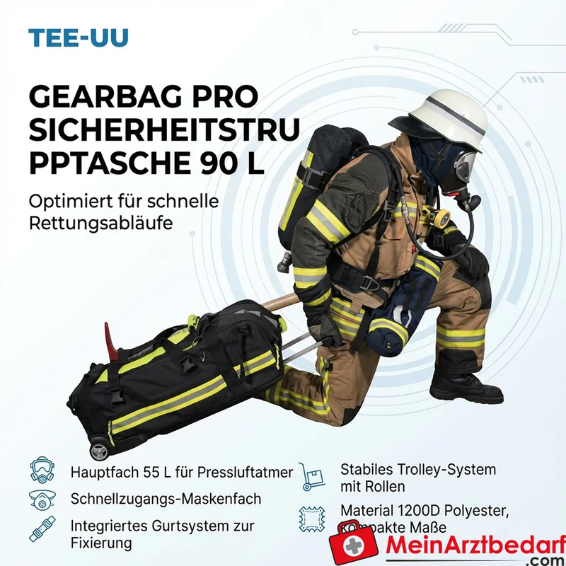 TEE-UU GEARBAG PRO Sicherheitstrupptasche 90 L, 1200D Polyester, schwarz