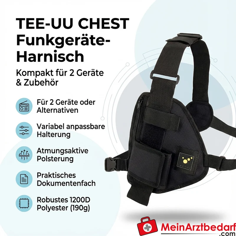 TEE-UU CHEST Funkgeräte-Harnisch schwarz, 1200D Polyester, atmungsaktiv, für 2 Geräte