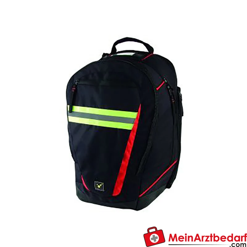 TEE-UU SHIFTBAG Rucksack 50 L schwarz/rot mit Stiefelfächern, 2 Bekleidungsfächern, Reflexstreifen