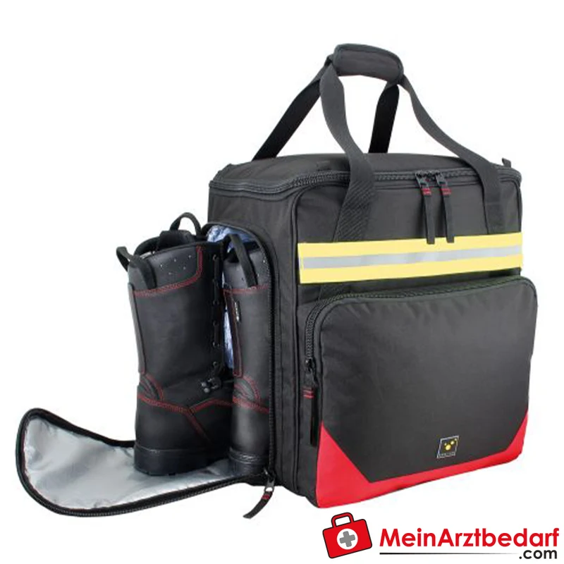 TEE-UU EQUIBAG EVO Einsatzrucksack 50 L mit Stiefelfach und Helmhalterung 600D Polyester schwarz/rot