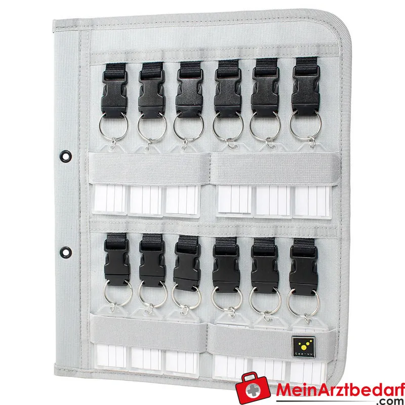 TEE-UU KEYBOARD Schlüsselboard für DIN-A4 Aktenordner, 12 Schlüssel, 600D Polyester, Grau, 23,5x30 cm