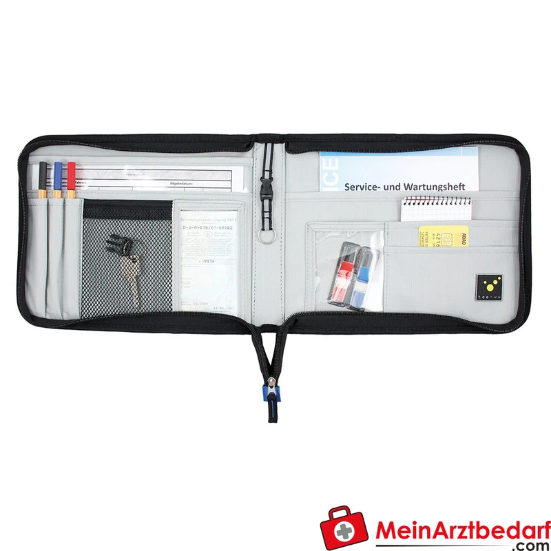 TEE-UU TOUR Fahrtenbuchmappe DIN A5 quer, Organizer 600D Polyester Schwarz