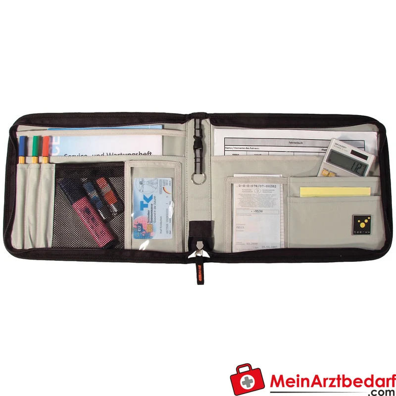 TEE-UU TOUR Fahrtenbuchmappe DIN A5 quer, Organizer 600D Polyester Schwarz