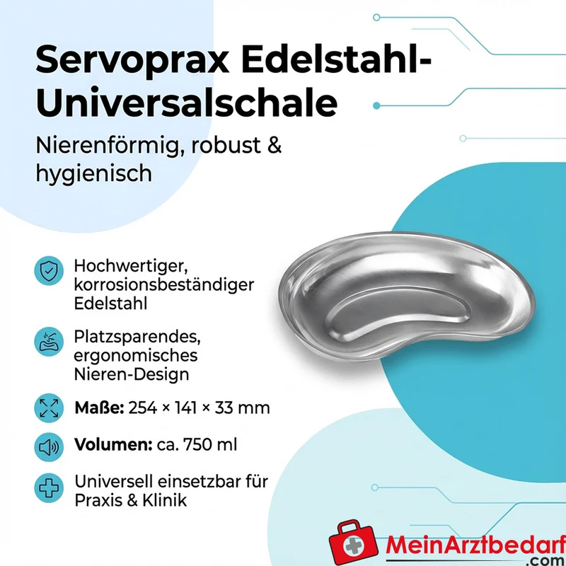 Servoprax Edelstahl-Universalschale nierenförmig 254 x 141 x 33 mm 750 ml