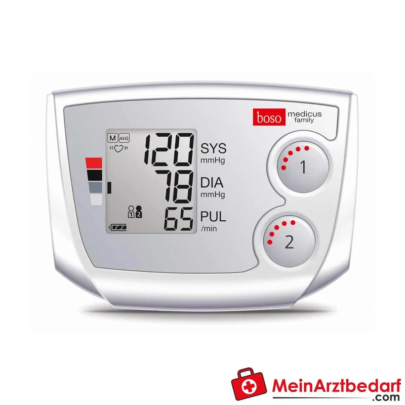 Boso medicus family Partner-Blutdruckmessgerät 2x30 Speicher Arrhythmie-Erkennung