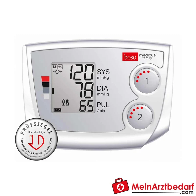Boso medicus family Partner-Blutdruckmessgerät 2x30 Speicher Arrhythmie-Erkennung