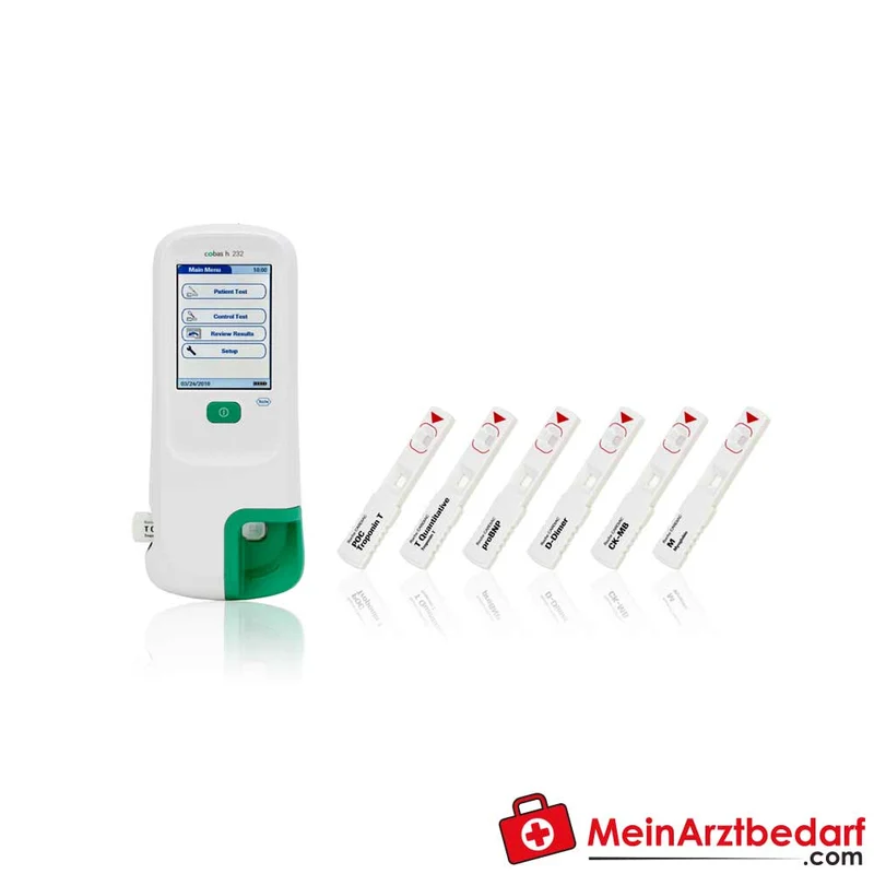 Roche CARDIAC quantitative Teststreifen für cobas h 232, kardiale Parameter (Troponin T, NT‑proBNP, CK‑MB, D‑Dimer, Myoglobin)