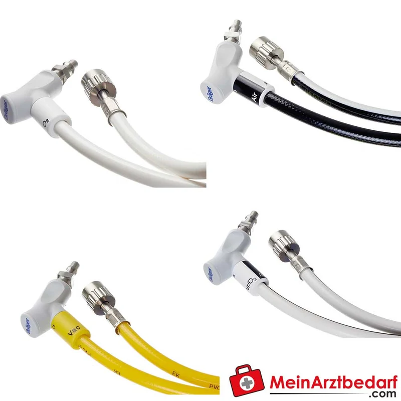 Dräger ZV-Schlauch NIST-Anschluss (EN/Neutral) für O2, AIR, VAC, N2O wiederverwendbar 0,9/1,5/3/5 m