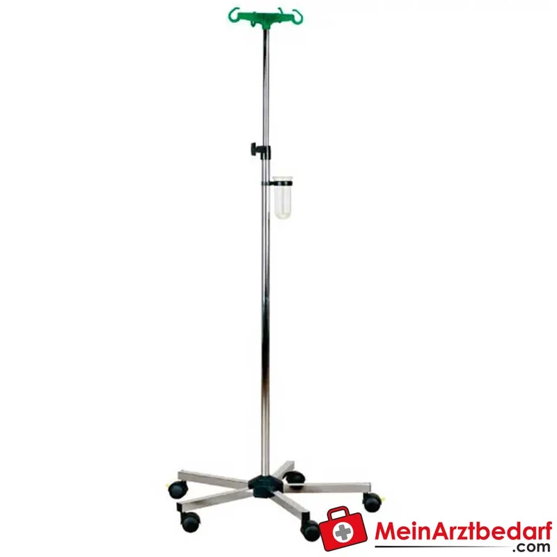 Infusionsständer Economy höhenverstellbar 5-Fuß Stahl/Glasfaser 4-fach Flaschenhalter Abtropfglas 2 feststellbare Rollen
