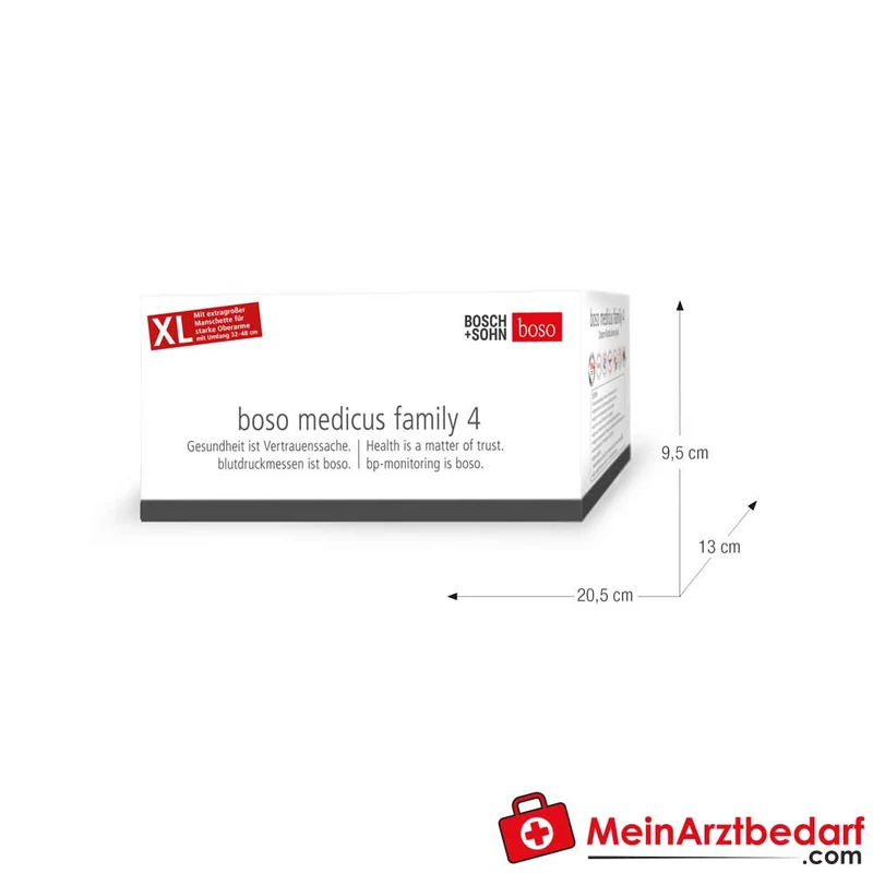 boso medicus family 4 Blutdruckmessgerät Oberarm 4 Nutzer 4×60 Speicher Manschette 22–42 cm ESH-validiert