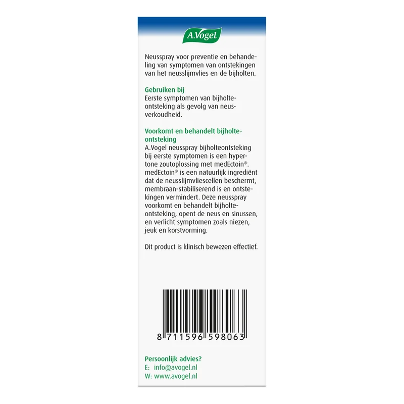 A.Vogel Neusspray bijholte eerste symptomen 20 ml