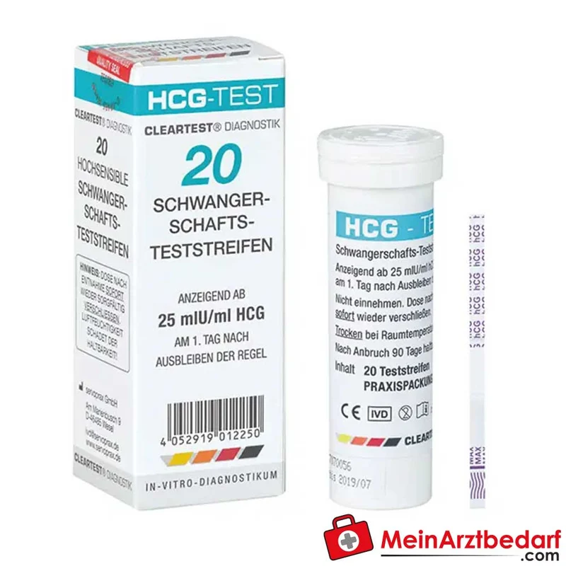 Cleartest HCG Schwangerschafts-Teststreifen, 20 Stück