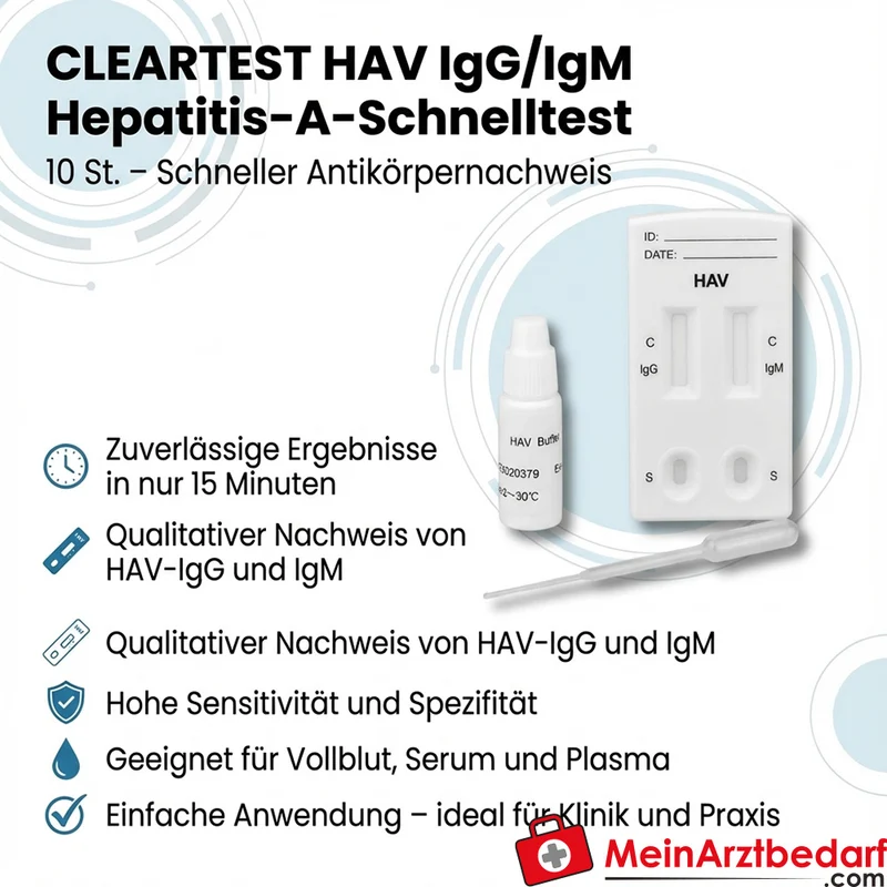 Cleartest HAV IgG/IgM Hepatitis A Schnelltest, 10 Testkasetten