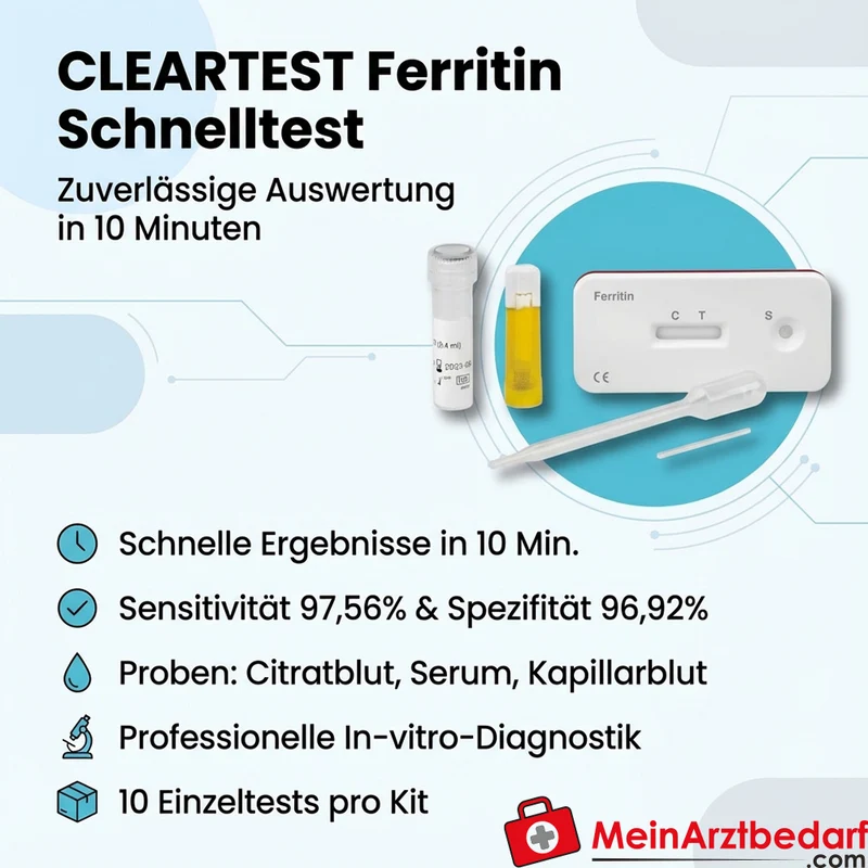 Cleartest Ferritin Schnelltest, 10 Testkasetten