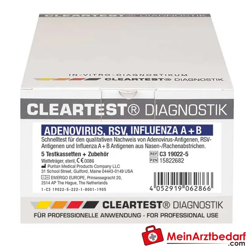 Cleartest Adenovirus, RSV, Influenza A+B Kombi-Schnelltest