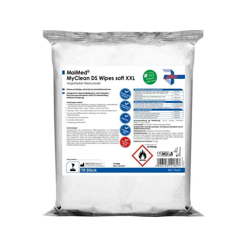MaiMed MyClean DS Wipes soft XXL - 70 Blatt vorgetränkt mit MaiMed MyClean DS | Packung (70 Blätter)